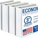 Samsill 3 Inch 3 Ring Binders, Economy Round Ring, Clear View Cover, 550 Sheet Capacity - for School, Home, Office - White, 4 Pack