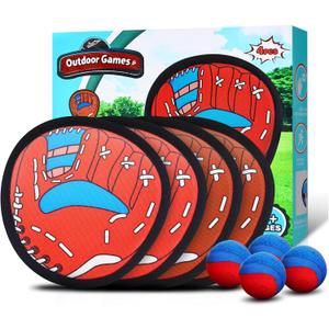 Toss and Catch Ball Game Outdoor Toys for Kids Baseball Pool Yard Outside Game Toys for Boys and Girls, Toddler Baseball Training Glove with 4 Paddles and 4 Balls