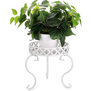 OwnMy Metal Round Plant Stand Rustproof Iron Flower Pot Holder, Indoor Outdoor Plant Stand Heavy Duty for Home, Garden, Patio, Modern Plant Stands Display Potted Rack (White)