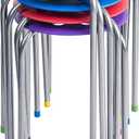 Pearington Plastic Classroom Stools for Kids, Multipurpose Stool Chairs, Flexible Seating, Stacking Stools, Stainless Steel Legs - Set of 5, Multi-Color