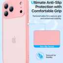 for iPhone 17 Pro Case, [Ribbed Non-Slip Sides] [Military-Grade Drop Protection] [Full Camera Protection] Anti-Yellow Soft-Touch Shockproof Slim Phone Case for iPhone 17 Pro, Pink