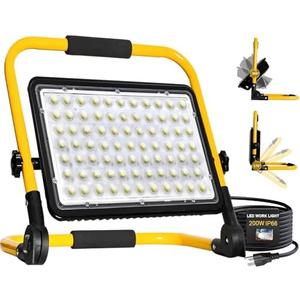 200W LED Work Light, 20000LM 6500K Work Lights on Stand, Portable Work Light, 4M 13.1FT Cord with Plug, IP66 Waterproof Flood Light Construction Lights Worklight for Job Site Repairing Workshop Garage