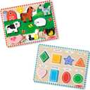 Melissa & Doug Chunky Puzzle Bundle (Shapes & Farm)