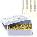 200pcs U Shaped Hair Pins Black/Brown/Blonde/Silver with Cute Case, Hairpins for Buns, Premium Bobby Pins for Kids, Girls and Women, Great for All Hair Types(2.4 & 2 Inch) (Blonde)