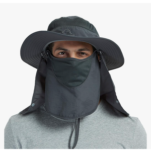DDYOUTDOOR™ 07-281 Fashion Summer Outdoor Sun Protection Fishing Cap Neck Face Flap Hat Wide Brim Grey