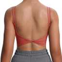 Aoxjox Women's Workout Sports Bras Fitness Yoga Crop Tank Metamorph Twist Back Cami Rust Red Medium