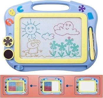 AiTuiTui Magnetic Drawing Board Toddler Toys for 3 4 5 Years Old, Travel Size Erasable Doodle Sketching Writing Pad for Kids in Car, Early Education Learning Skill Development Toddler Toys