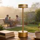 Cordless Rechargeable LED Table Lamps,3 Colors Adjustable Brightness,3600 mAh Battery Powered Table Light for Bar Restaurant Dining 2Pcs-Gold