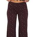 Dressmine Women Casual Pajamas Set 2 Piece PJs Sexy Square Neck Long Sleeve Tops Cute Pants Sets Srping PJ Clothes Coffee-Pink Flower,S (S)