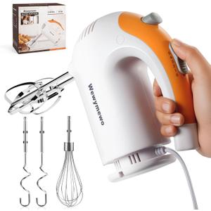 Electric Hand Mixer 300W, 5-Speed Handheld Kitchen Mixer with 304 Stainless Steel Beaters, Dough Hooks & Whisk – Ideal for Baking, Whipping Eggs & Cookie Dough