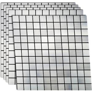Folmywy 5 Pieces Metal Mosaic Tiles Peel and Stick Backsplash Tile 3D Wall Panels Decoration Silver Stick on Backsplash Stainless Steel Metal Tiles for Kitchen Walls Range Hood Wall Shield Folmywy 5 Pieces Metal Mosaic Tiles Peel and Stick Backsplash Tile 3D Wall Panels Decoration Silver Stick on Backsplash Stainless Steel Metal Tiles for Kitchen Walls Range Hood Wall Shield