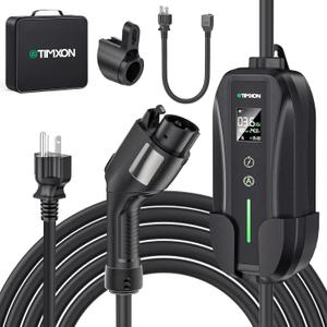 16A Level 1&2 EV Charger, ETL Certified Portable J1772 Electric Car Charger, Electric Vehicle Charging Station with 25FT Cord,120V/240V NEMA 6-20P Plug & 120V 5-15P Adapter for All J1772 EV Cars