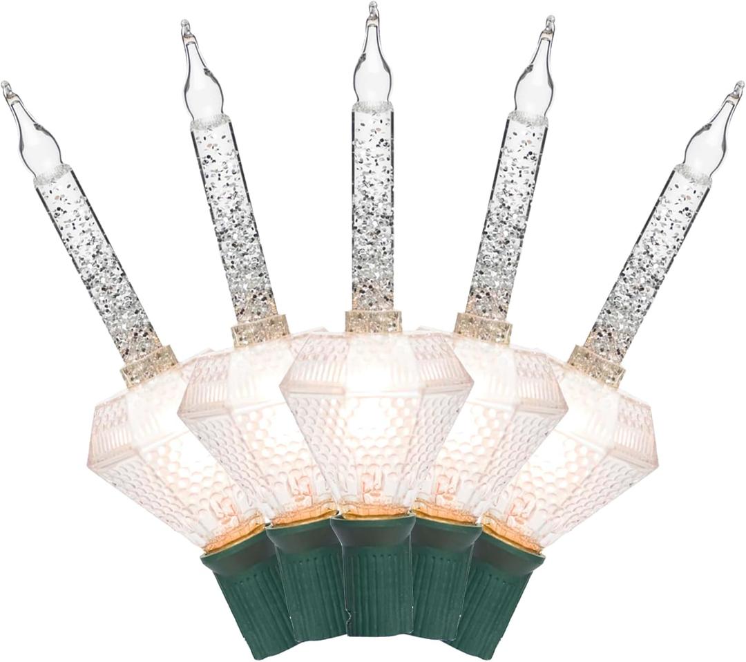 Brite Star 7 Count Bubble Lights, Diamond Shaped Base, Clear Lights with Glitter