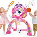 AONTESS Toddler Basketball Hoop & Soccer Goal: Activity Center with Ring Toss – Unicorn Sports Play Set | Toys for Baby Toddlers 12-18 Months & Boys Girls Ages 1-3 | Indoor Outdoor Birthday