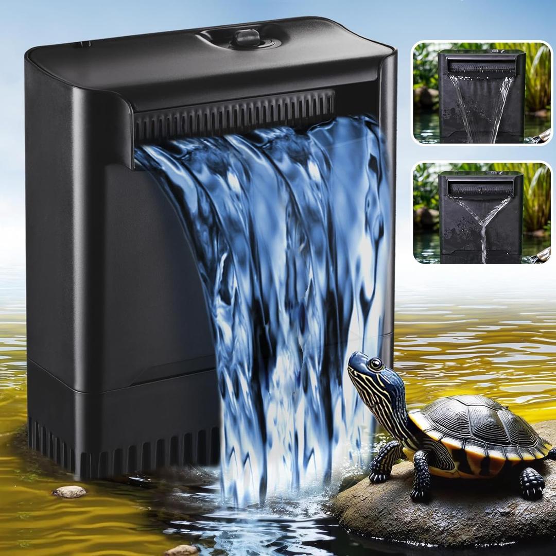 290GPH Turtle Tank Filter for 20-85 Gallon, Turtle Filter Low Water Level and Flow Adjustable, Turtle Water Filter for Shrimps Amphibians Turtle Tank Saltwater Freshwater Crystal Clear (Black)