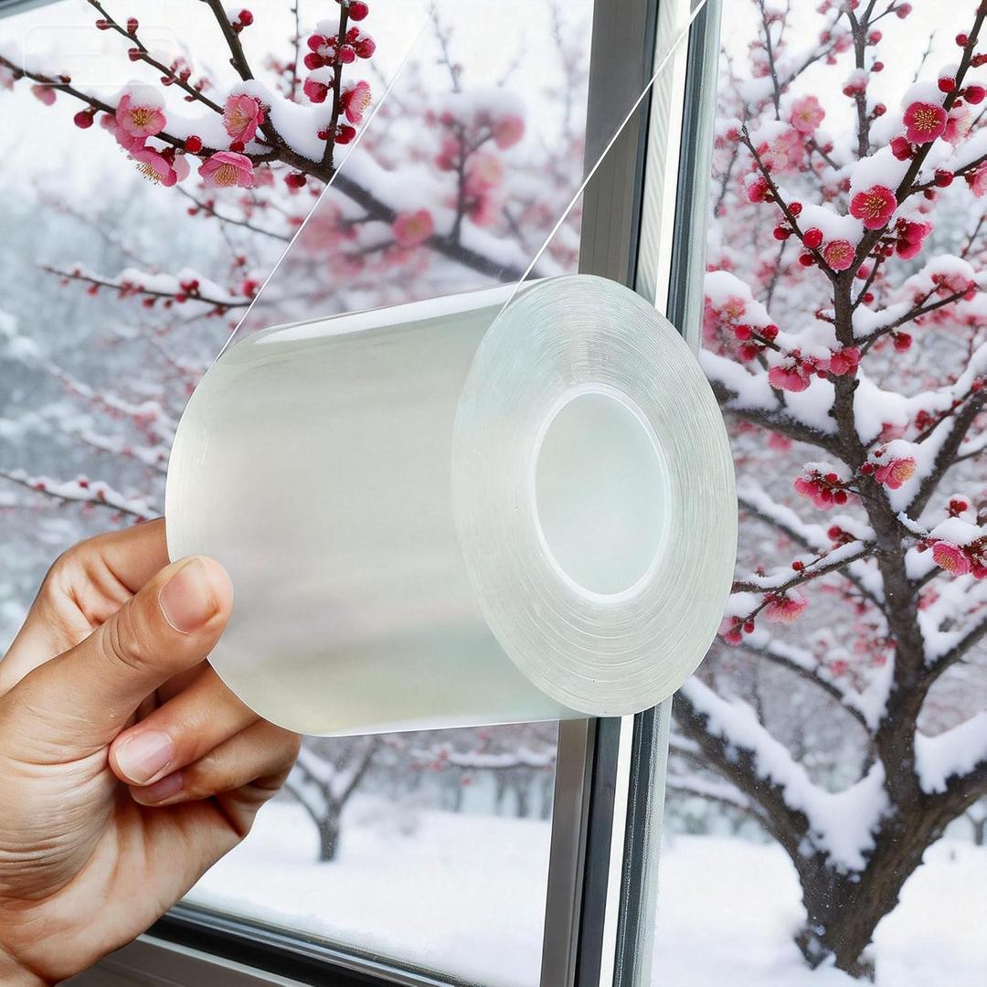 Transparent Window Weather Sealing Tape 3 Inch x 33 FT Weather Stripping Residue-Free Clear Window Insulation Caulk Tape for Shower Glass Gaps and Clear Doors Windows Windproof