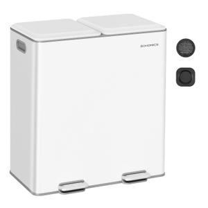 SONGMICS Trash Can, 2 x 8 Gallon, Soft-Close Lids, Stainless Steel