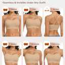 LetsJoli Push Up Strapless Bras for Women Supportive Bandeau Bra Non Slip Wireless No Underwire Padded Tube Bra (Beige, XL)