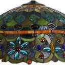 18" Lamp Shade Replacement, Only Tiffany Stained Glass Lamp Chimney Straw Hat Floral Design, Baroque Rose Sunflower Orange Green Beige Fit for Table Lamp Pendant Light Floor Lamp,D