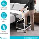 Stander Step-Stool, Portable Step with Adjustable Handles for Seniors and Elderly Adults, Extra Wide Heavy Duty Step-Ladder for Fall Prevention, Grab Bars, Motion Activated LED Light, White