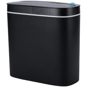 Sooyee 14 litres Bathroom Trash Can with lid, 3.6 Gallon Automatic Trash Can, Touchless Trash Can or Kick for Kitchen, Office, Bedroom, Bathroom, Living Room, Black