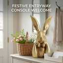 Pure Compression Easter Bunny Decor for Home - Gold Brass Thinking Bunnies Figurines Statues Home Decor - Spring Decorative Rabbits