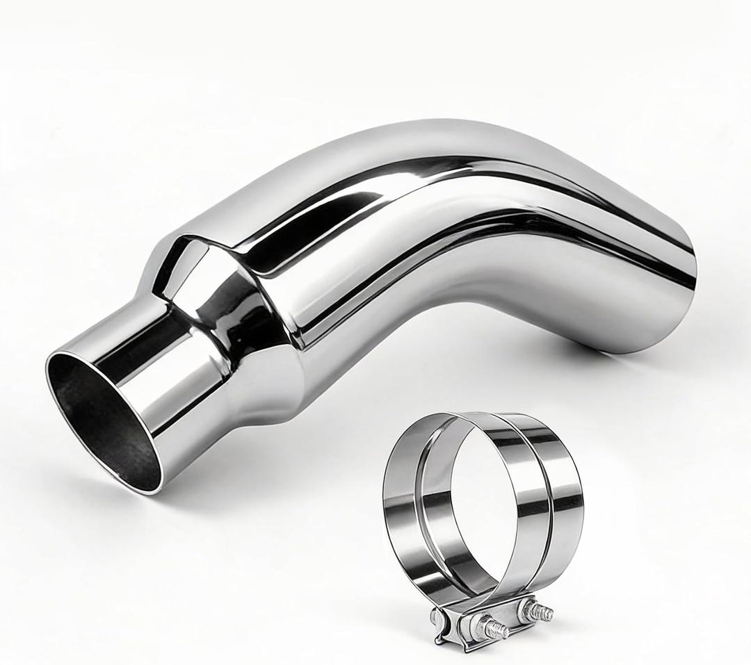 Exhaust Tip Universal 4 to 6 Inch Exhaust Elbow Pipe with Clamp Chrome Fits Car, Truck & Diesel, Pickup Truck