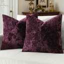 MIULEE Velvet Throw Pillow Covers Set of 2, Soft Neutral Decorative Pillow Cases with Luxurious Textured Vintage Cushion Covers for Home Decor Couch Sofa Bed,Purple 18x18 inch