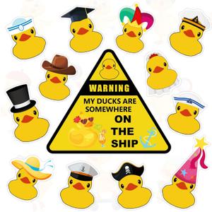 Hoteam 13 Pcs Duck Cruise Door Magnet Fun Themed Duck Cruise Door Decorations Decorative Magnetic Decorations Reusable Magnets Magnetic Stickers Decals for Fridge Carnival Car, 13 Style(Yellow)