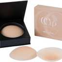 Silicone Nipple Covers Reusable - Pasties - Bra Cups - No Show With Travel Box 2 PACK, Crema