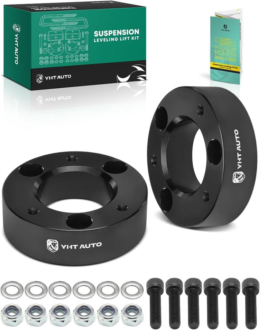 YHTAUTO 2.5 Inch Front Leveling Lift Fits 2004-2023 Ford F150, 2003-2018 Expedition, 2006-2008 Lincoln Mark LT | RWD/4WD | Spacers Raise the Front By 2.5 Inch | 2PCS Suspension Leveling Kit w/Hardware