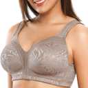 ZeroBound Women's Minimizer Bras Comfort Cushion Strap Wirefree Full Coverage Large Bust Non-Padded Bra (Beige)
