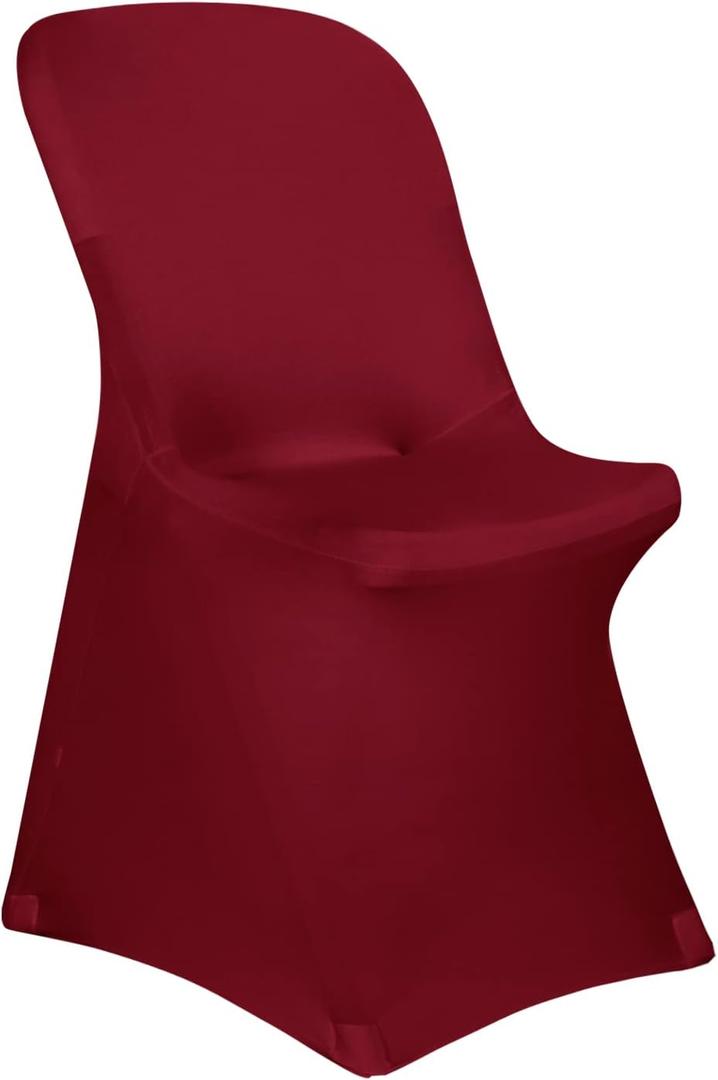 Obstal 10Pcs Stretch Spandex Chair Covers for Party Folding Chair - Universal Fitted Chair Slipcovers Protector for Wedding, Banquet, Holiday, Celebration (Burgundy, 10 Packs)