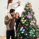 Gejoy 6 Pcs Christmas Tree Picks Decoration Sandworm Decor Woolen Candy Curly Pick Xmas Toppers Branches with Bells for Party Supply DIY Home Crafts Hanging Ornament Gifts(Stripes,Macaron)