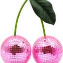 Disco Ball Cherry Disco Mirror Ball Hanging Reflects Light for DJ Club Stage Bar Party Wedding Holiday Decoration Home Cherry Decor (4.7, Pink)