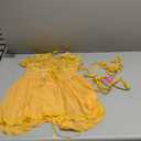 Lilosy Sexy Garter Belt Mesh Lace Babydoll Lingerie Dress Set with Thong (Large, Yellow)