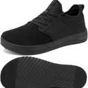 CFVKPT Men's Wide Toe Box Shoes Arch Support Barefoot Dress Sneakers Fashion Comfortable Breathable Casual Shoes (Black-2) Size 45