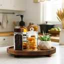 12 inch Large Round Decorative Tray Wood Bathroom Counter Organizer Farmhouse Kitchen Decor Wooden Riser for Perfume Soap Dish Wood Decorative Candle Holders for Home Decor Brown Table Centerpieces