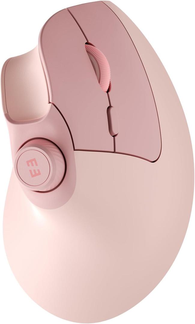 seenda Ergonomic Mouse Wireless, MOU-302 Bluetooth Vertical Mouse Rechargeable, Ergo Optical Mice with 1000/1600/2400 DPI, Volume Knob, 3 Multi-Device Connectivity for Computer/PC/Laptop/Mac, Pink