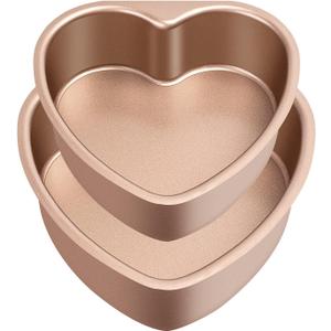 Yomvzake Heart Cake Pans 5 Inch 7 Inch Cake Mold, Nonstick Heart Shaped Cake Pans Set of 2, Cheesecake Pans wih Removable Bottom for Valentine's Day Baking