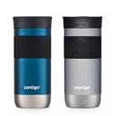 Contigo Byron 2.0 Snapseal Insulated Stainless Steel Travel Mug with Grip 2-pack, 16oz, Blueberry Satin & Gold Morel