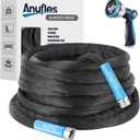 Aunfles 50FT Garden Hose - Flexible Water Hose with 10 Spray Nozzle, Lightweight Design, Easy Storage, Leak-Proof, Compact, Portable, Car Wash for Yard (Black)