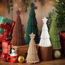 Bucherry 5 Pcs Neutral Christmas Velvet Trees Set 3 Sizes 11 Inch Modern Velvet Cones Trees Decoration Christmas Tabletop Centerpieces for DIY Xmas Holiday Decor(Brown, White, Green)
