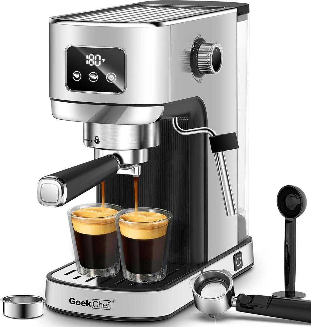 Geek Chef Espresso and Cappuccino Machine, Stainless Steel Espresso Coffee Machine with Removable Water Tank, Prefect Gift for Dad Mom