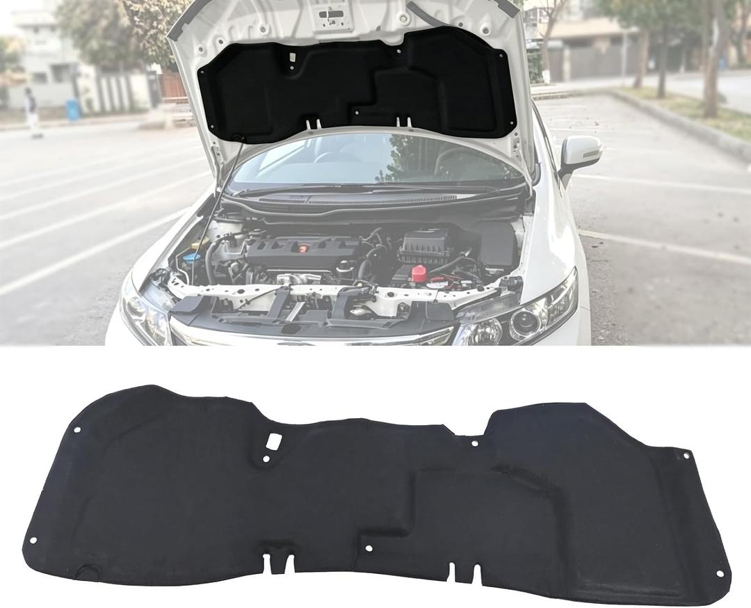 Hood Insulation Pad Fit for Honda Civic 9th Gen MK9 FB1 Sedan 2012 2013 2014 2015, Engine Bay Heat Liner Shield Hood Silencer Panel Thermal Barrier Waterproof Fireproof Cotton Pad Mat