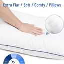 SILUI Flat Soft Thin Pillows King Size Set of 2 Pack Bed Pillow with Down Alternative Fill for Side Back Stomach Sleepers, 20x36 Inches, White