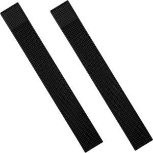 Tioncy 6 Pcs Bar Mat for Countertop 24 x 3 Inch Non Slip Rubber Mat Service Spill Cocktail Bartending Restaurants Barbershop Clippers Salon Tools, Black