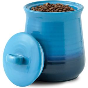 Hasense Ceramic Kitchen Canister with Airtight Seal Lid, Food Storage Jar for the Kitchen, 88 FL OZ Large Food Containers for Countertop, Perfect for Coffee Bean, Sugar, Flour and More, Gradient Blue