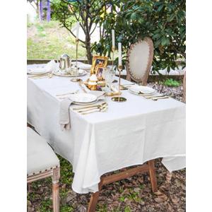 Off White Tablecloth, 100% Cotton Fabric Table Cloth for Festival Picnic Wedding Party and DIY Dye Project, Machine Washable (55 x 39 inch)