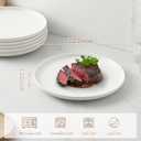 Jassceram 10.5 Inch White Dinner Plates Set of 6, Ceramic Round Plates for Kitchen or Restaurant, Salad Plates Modern Dish Set - Microwave, Oven and Dishwasher Safe, Scratch Resistant and Lead-free